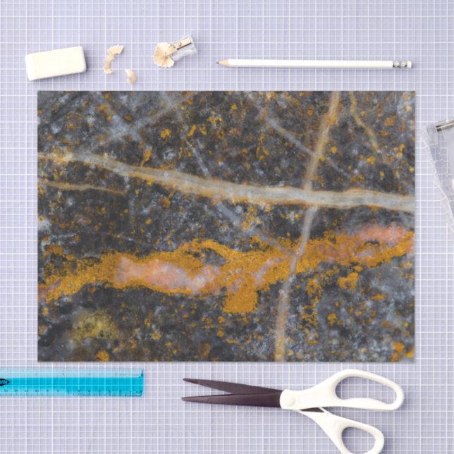 Abstract gold white lines rock texture tissue paper (Craft)