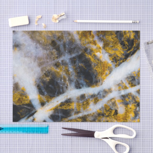 Abstract gold white lines rocky texture tissue paper (Craft)