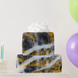 Abstract gold white lines rocky texture wrapping paper