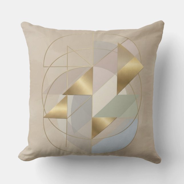 Abstract Golden Accent Throw Pillow | Modern Decor (Front)