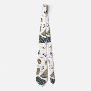 Abstract golden and blue foliage tie