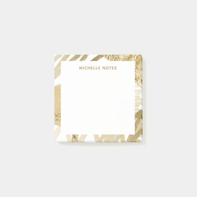 Abstract Golden Border with Geometric Shapes - Post-it Notes (Front)