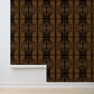 Abstract Golden Fractal Black and Gold Art Pattern Wallpaper