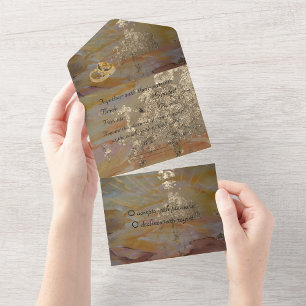 Abstract golden infinite   wedding all in one invitation