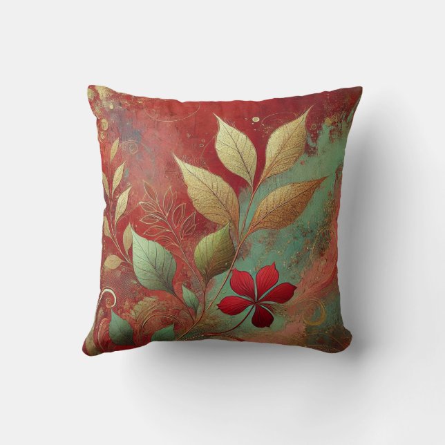 Abstract Golden Leaf Artwork Style 30 Cushion (Back)