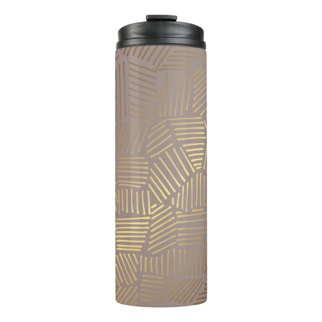Abstract golden lines pattern thermal tumbler (Front)