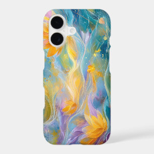 Abstract Golden Lotus Floating Flowers 