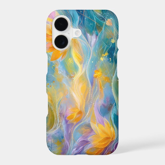 Abstract Golden Lotus Floating Flowers  (Back)