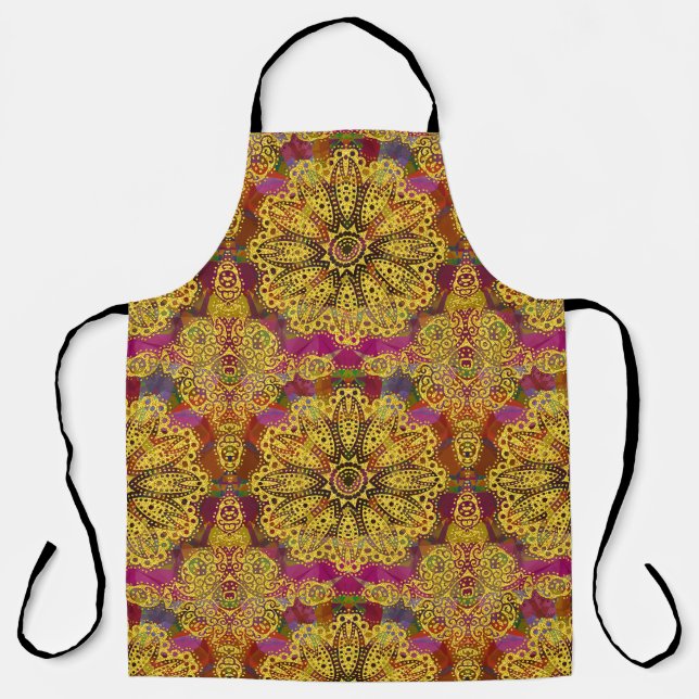 Abstract Golden Mandala Apron (Front)
