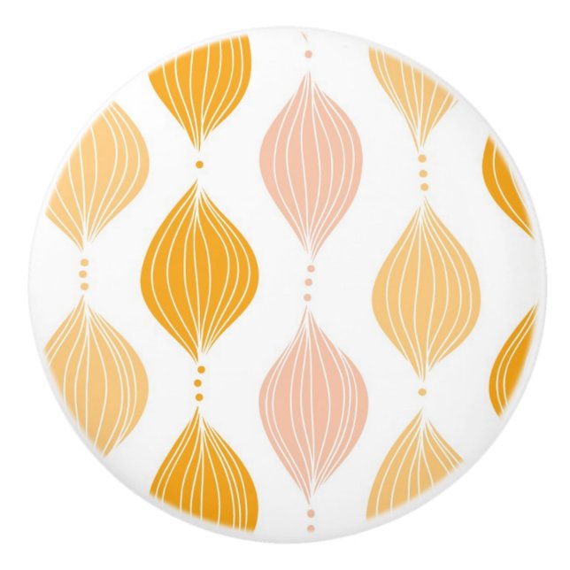 Abstract golden ogee pattern background ceramic knob (Front)