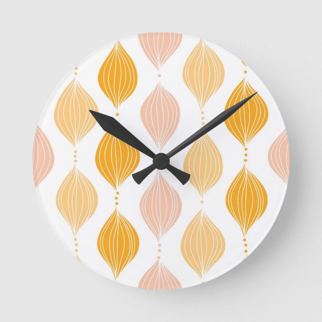 Abstract golden ogee pattern background round clock (Front)