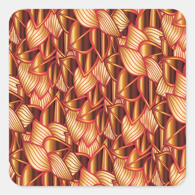 Abstract Golden Ruby Autumn Forest Branches  Square Sticker (Front)