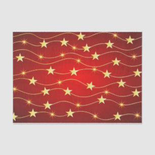 Abstract Golden Stars Christmas Red Tissue Paper