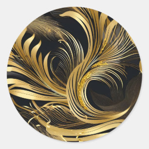 Abstract Golden Swirls Classic Round Sticker