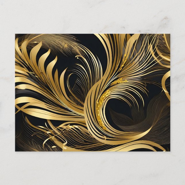 Abstract Golden Swirls Postcard (Front)