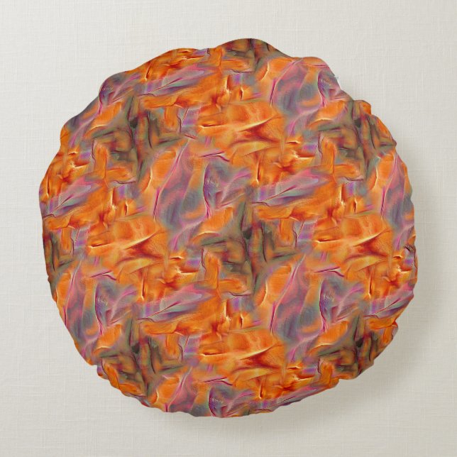 Abstract golden tamarin with crossed legs round cushion (Back)