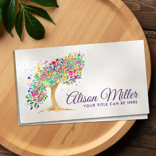 Abstract Golden Tree - Colourful Foliage Business Card