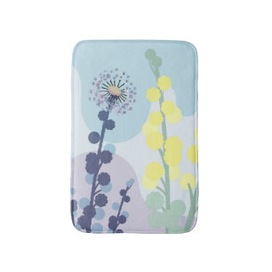 Abstract Golden Wattle Modern Acacia Illustrative Bath Mat
