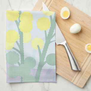 Abstract Golden Wattle Modern Acacia Illustrative  Tea Towel