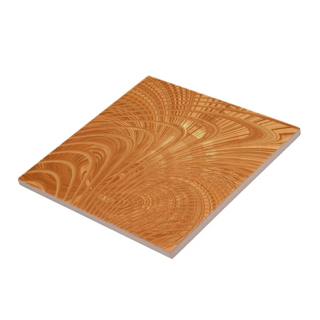 Abstract Golden Waves Ceramic Tile (Side)