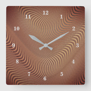 Abstract Golden Waves Clock