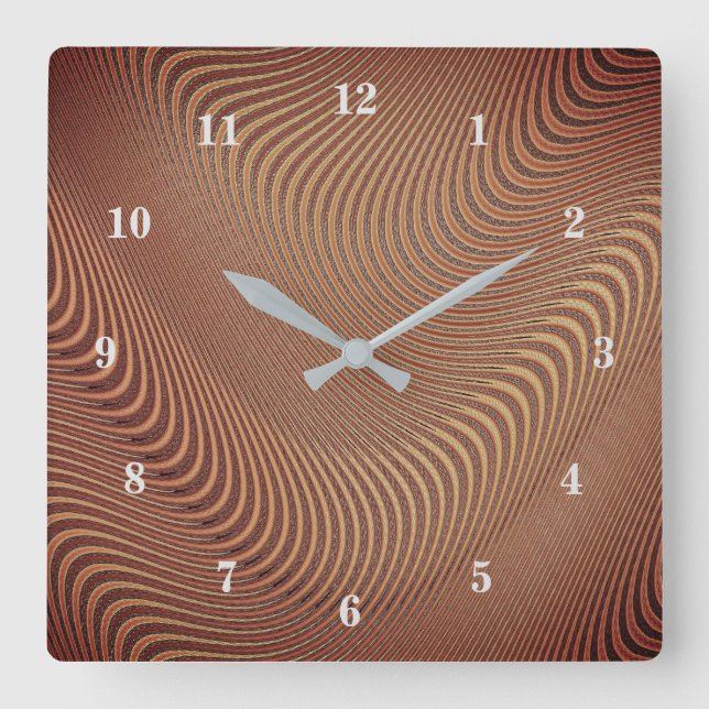 Abstract Golden Waves Clock (Front)