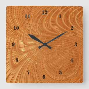 Abstract Golden Waves Wall Clock