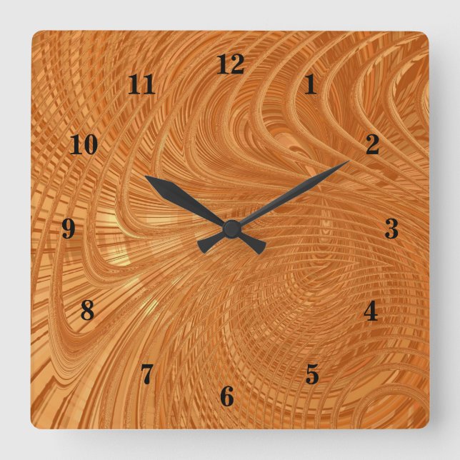 Abstract Golden Waves Wall Clock (Front)