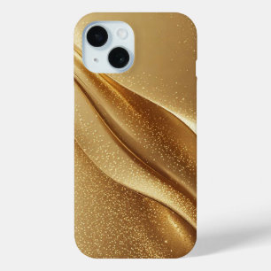 Abstract Golden Waves With Sparkling Glitter iPhone 15 Case