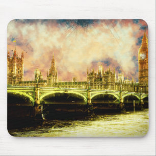 Abstract Golden Westminster Bridge in London Mouse Pad