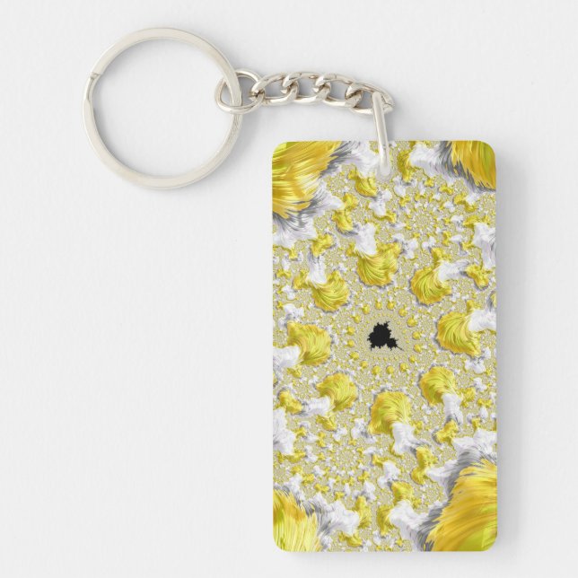 Abstract Golden Yellow Symmetrical Fractal Key Ring (Front)