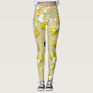 Abstract Golden Yellow Symmetrical Fractal Leggings