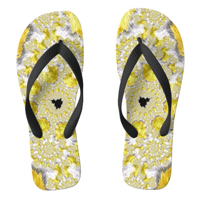 Abstract Golden Yellow Symmetrical Fractal Thongs (Footbed)