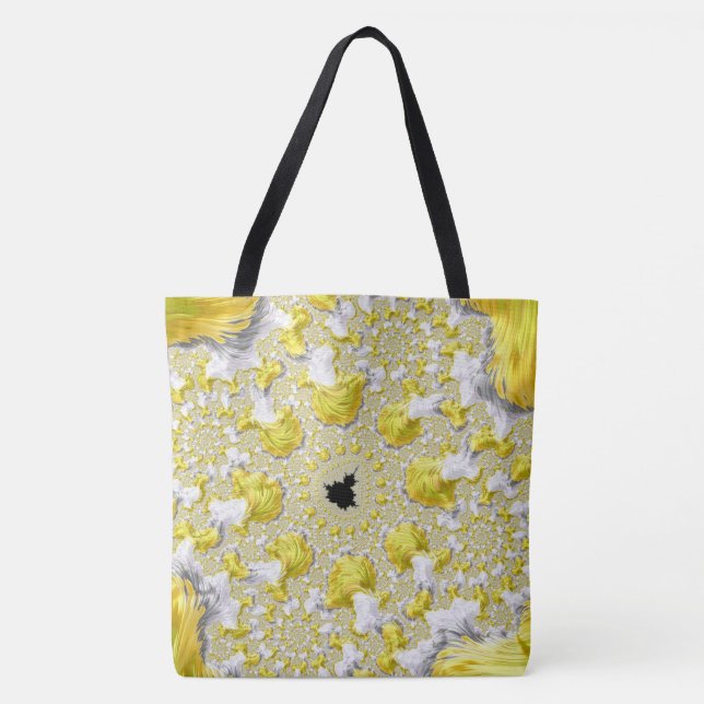 Abstract Golden Yellow Symmetrical Fractal Tote Bag (Front)