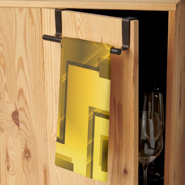 Abstract Golden Yellow Tea Towel (Thirds Fold)