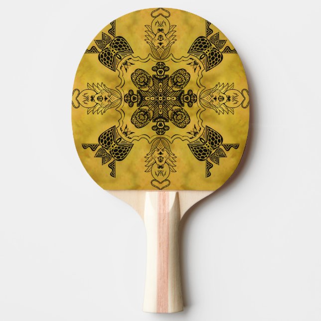 Abstract Goth Tribal Line Drawing Repeat Pattern Ping Pong Paddle (Front)