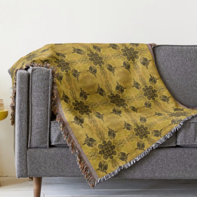 Abstract Goth Tribal Line Drawing Repeat Pattern Throw Blanket (Creator Uploaded)