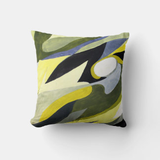 Abstract Gouache Composition: Yellow, Grey, Black. Cushion