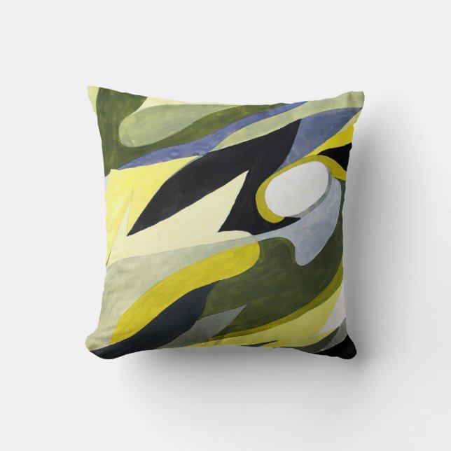 Abstract Gouache Composition: Yellow, Grey, Black. Cushion (Front)