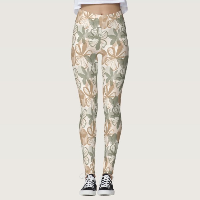 Abstract Gouache Floral Composition Leggings (Front)