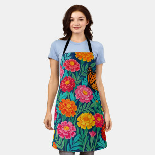 Abstract Gouache Marigold Monarch Apron