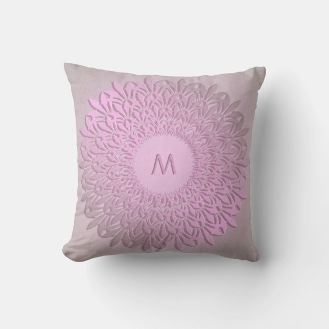 Abstract  gradient mandala. monogram cushion (Front)