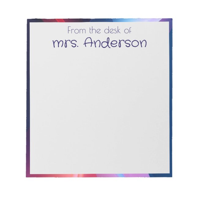 Abstract gradient purple blue border notepad (Front)