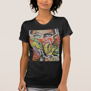 abstract graffiti art mural text type womans face T-Shirt