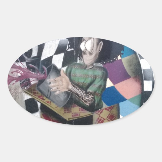 Abstract Graffiti Artwork Oval Sticker (Front)
