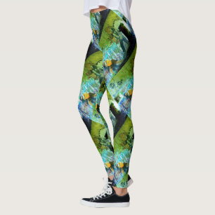 abstract graffiti blue green leggings