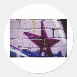 Abstract Graffiti Star on the textured wall Classic Round Sticker