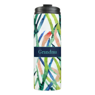 Abstract Grandma Watercolor Modern Monogram Thermal Tumbler