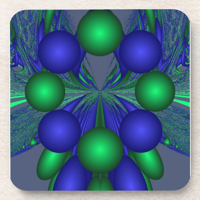 Abstract Grapes in Green and Blue Coaster (Front)