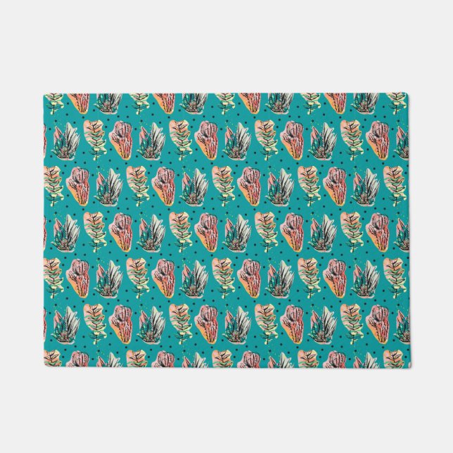 Abstract Graphic Cactus Succulent Pattern Doormat (Front)